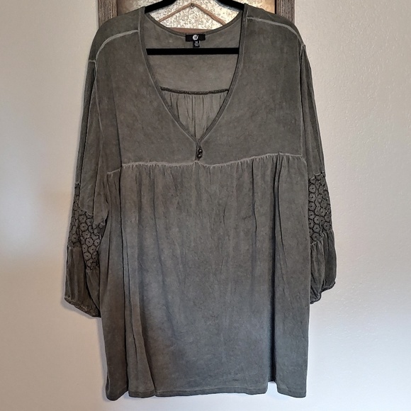 AI Tops - Long Sleeve Sage Green Blouse